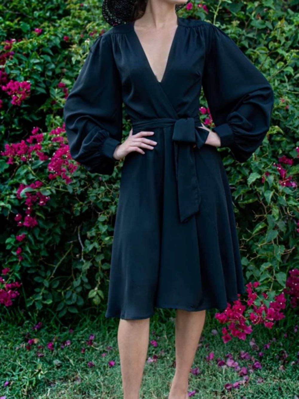 Serpentine Wrap Dress in Black by La Femme en Noir